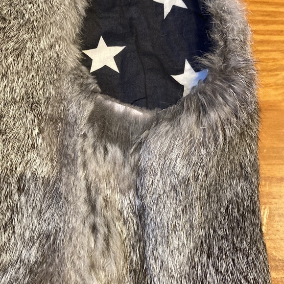 ZEF Jackets & Coats Zef Girls Gray Rabbit Fur Vest Cardigan